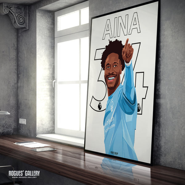 Ola Aina - 2025 - Nottingham Forest - Signed A3 Premier League Name & Number Prints