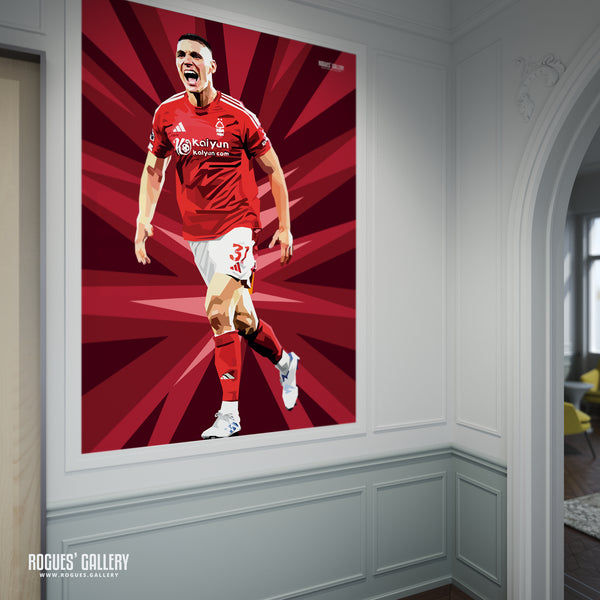 Nikola Milenkovic defender Serb Nottingham Forest memorabilia signed poster modern art