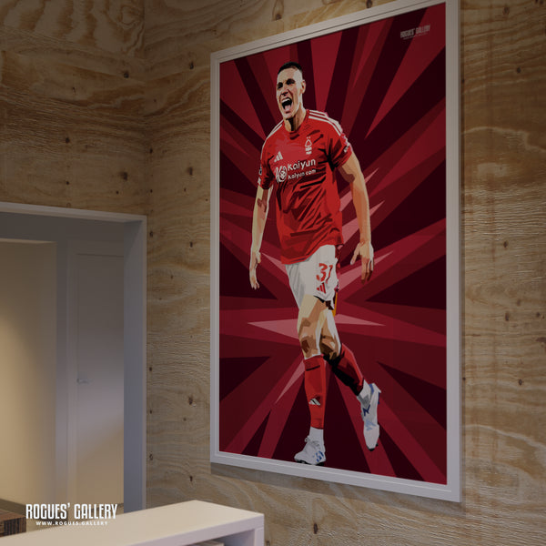 Nikola Milenkovic defender Serb Nottingham Forest signed signed poster modern art