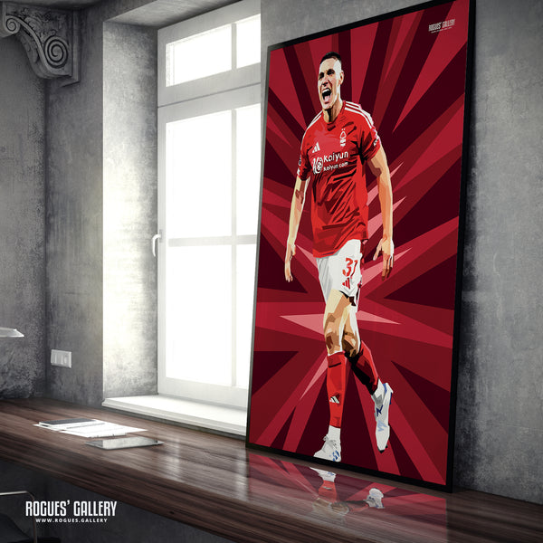 Nikola Milenkovic defender Serb Nottingham Forest signed A1 print modern art