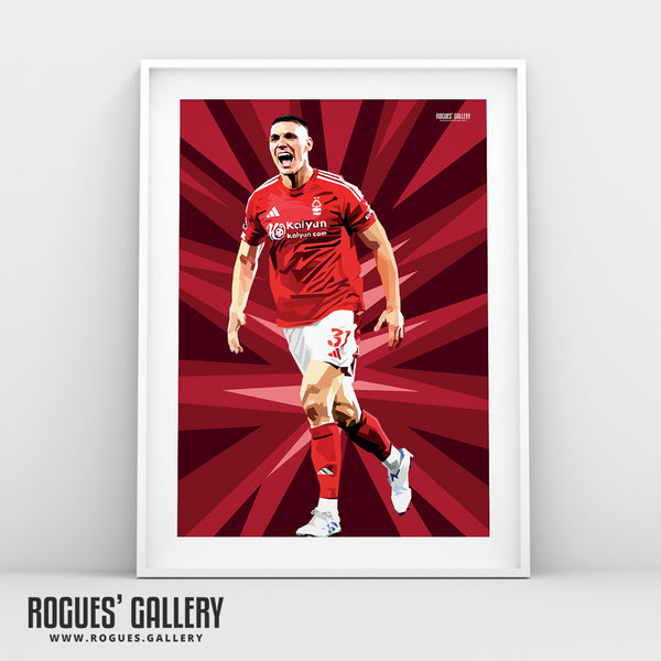 Nicola Milenkovic Nottingham Forest centre half modern A3 print