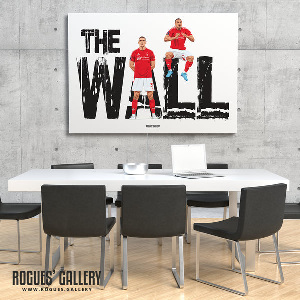 The Wall - Nikola Milenkovic & Murillo - Nottingham Forest - A0, A1, A2 or A3 Prints