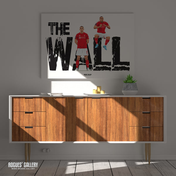 The Wall - Nikola Milenkovic & Murillo - Nottingham Forest - A0, A1, A2 or A3 Prints