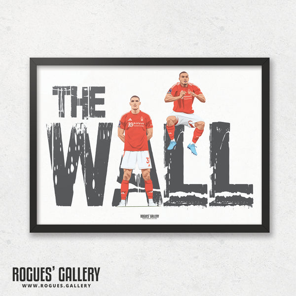 The Wall - Nikola Milenkovic & Murillo - Nottingham Forest - A0, A1, A2 or A3 Prints
