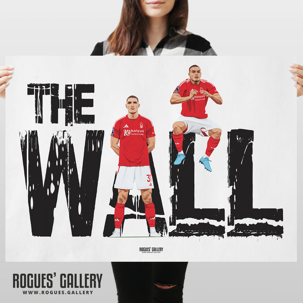 The Wall - Nikola Milenkovic & Murillo - Nottingham Forest - A0, A1, A2 or A3 Prints