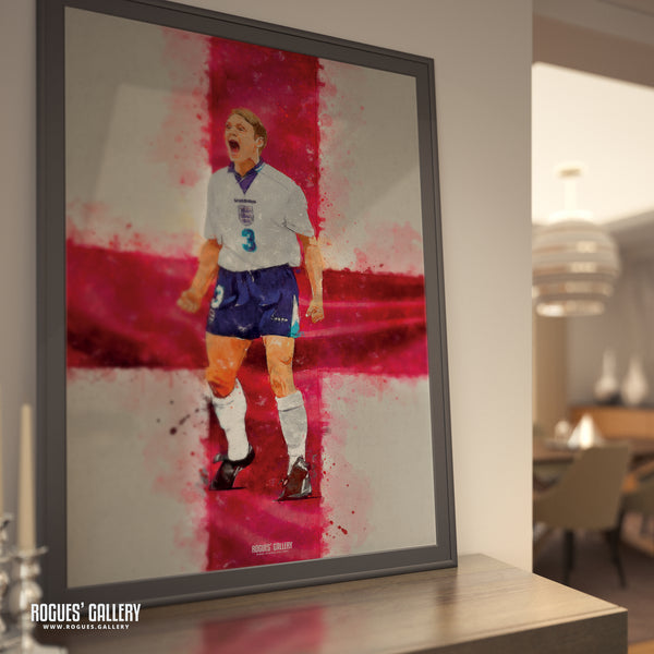 Stuart Pearce: Psycho Screaming - Euro '96, England & Nottingham Forest - A0, A2, A1 or A3 Watercolour Prints