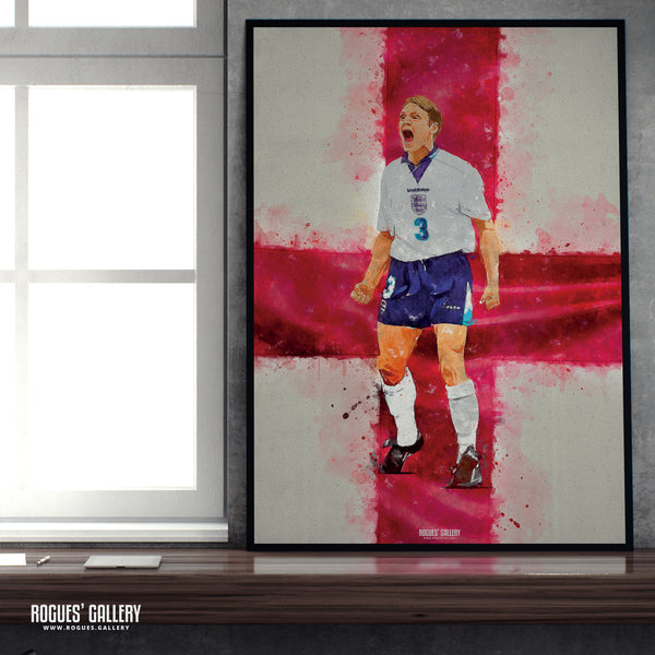 Stuart Pearce: Psycho Screaming - Euro '96, England & Nottingham Forest - A0, A2, A1 or A3 Watercolour Prints