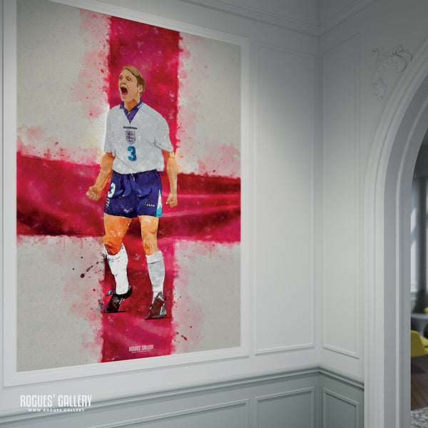 Stuart Pearce: Psycho Screaming - Euro '96, England & Nottingham Forest - A0, A2, A1 or A3 Watercolour Prints