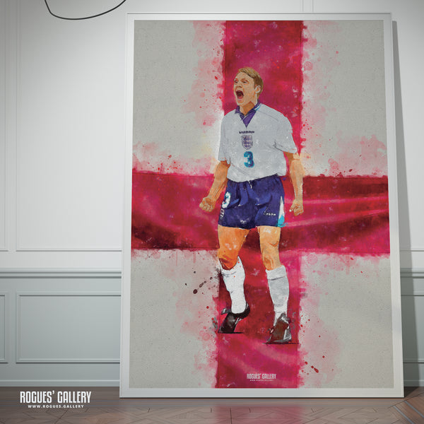 Stuart Pearce: Psycho Screaming - Euro '96, England & Nottingham Forest - A0, A2, A1 or A3 Watercolour Prints
