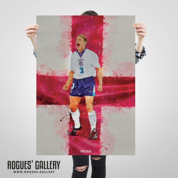 Stuart Pearce: Psycho Screaming - Euro '96, England & Nottingham Forest - A0, A2, A1 or A3 Watercolour Prints