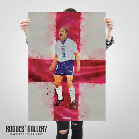 Stuart Pearce: Psycho Screaming - Euro '96, England & Nottingham Forest - A0, A2, A1 or A3 Watercolour Prints