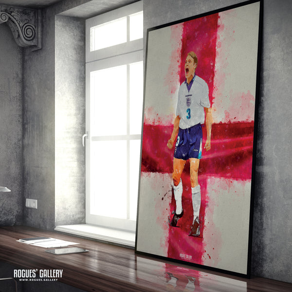 Stuart Pearce: Psycho Screaming - Euro '96, England & Nottingham Forest - A0, A2, A1 or A3 Watercolour Prints