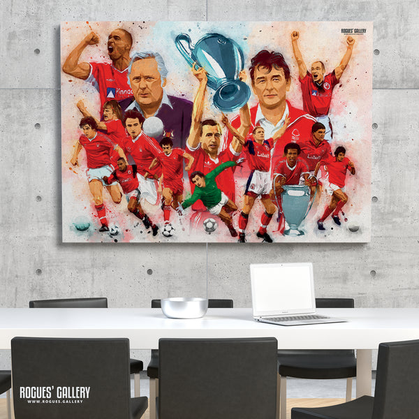 Nottingham Forest Greatest Ever players Montage A0 print arty