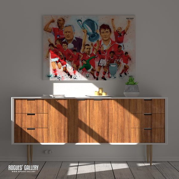 Nottingham Forest Greatest Ever players Montage A1 print arty