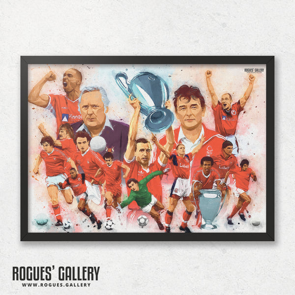 Nottingham Forest Greatest Ever players Montage A3 print arty