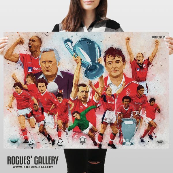 Nottingham Forest Greatest Ever players Montage poster arty