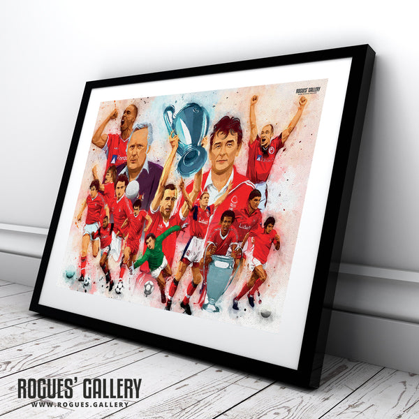 Nottingham Forest Greatest Ever players Montage A2 print arty