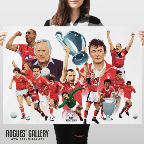 Nottingham Forest memorabilia Greatest Ever players Montage signed poster clean 