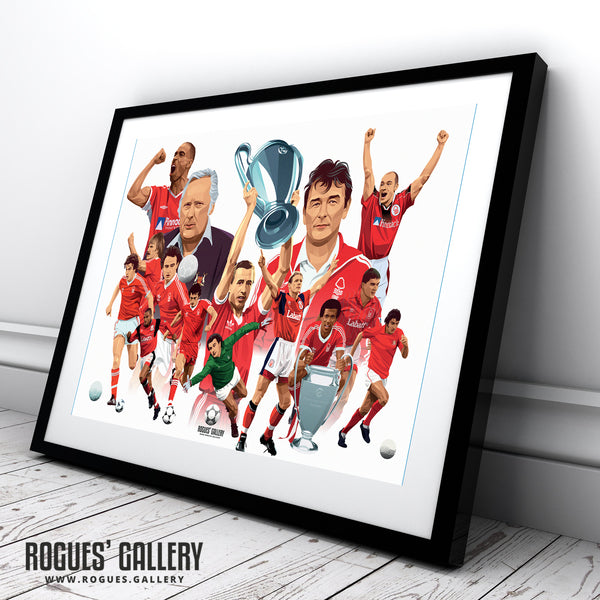 Nottingham Forest Greatest Ever players Montage A2 print clean 