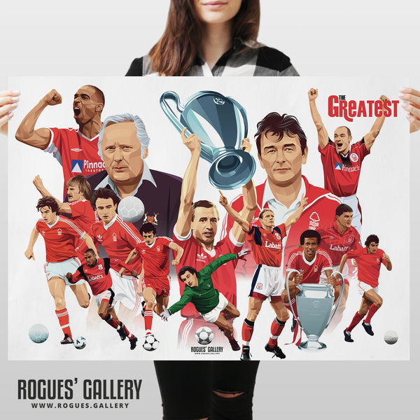 Nottingham Forest Greatest Ever players Montage poster text