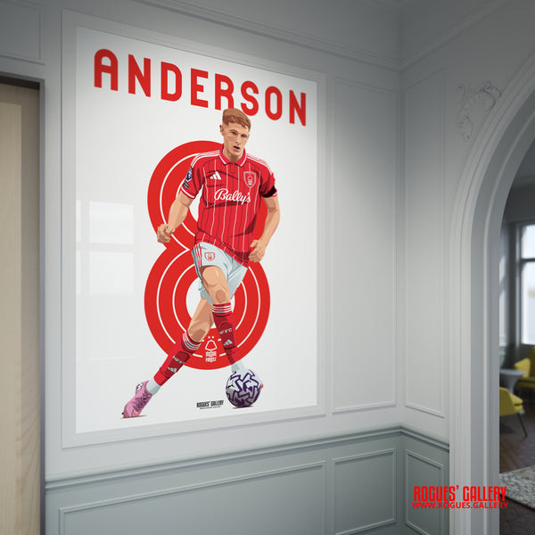 Elliot Anderson - Nottingham Forest - A0, A1, A2 or A3 Premier League 2025-26 Name & Number Prints