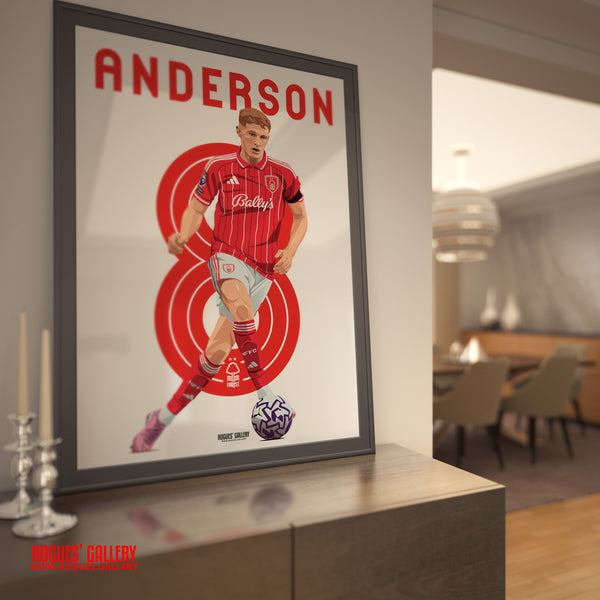 Elliot Anderson - Nottingham Forest - A0, A1, A2 or A3 Premier League 2025-26 Name & Number Prints