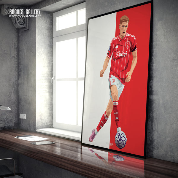 Elliot Anderson - Nottingham Forest - A0, A1, A2 or A3 Red & White Prints