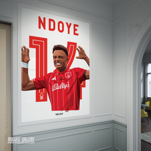 Dan Ndoye - Nottingham Forest - A0, A1, A2 or A3 Premier League 2025-26 Name & Number Prints