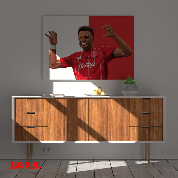 Dan Ndoye - Nottingham Forest - A0, A1, A2 or A3 Red & White Prints