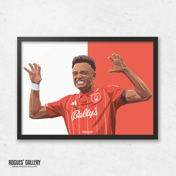 Dan Ndoye - Nottingham Forest - A0, A1, A2 or A3 Red & White Prints