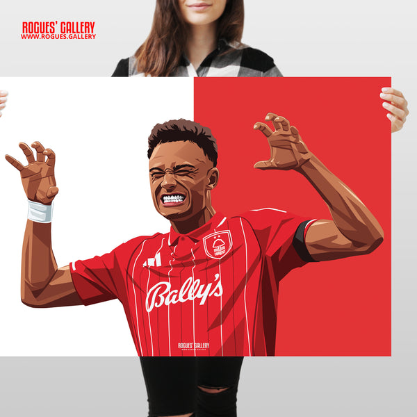Dan Ndoye - Nottingham Forest - A0, A1, A2 or A3 Red & White Prints