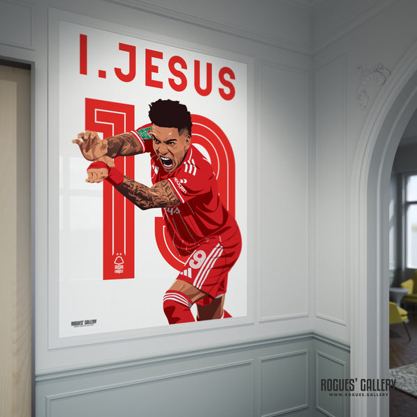 Igor Jesus - Nottingham Forest - A0, A1, A2 or A3 Premier League 2025-26 Name & Number Prints