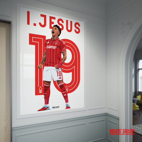 Igor Jesus - Nottingham Forest - A0, A1, A2 or A3 Premier League 2025-26 Name & Number Prints