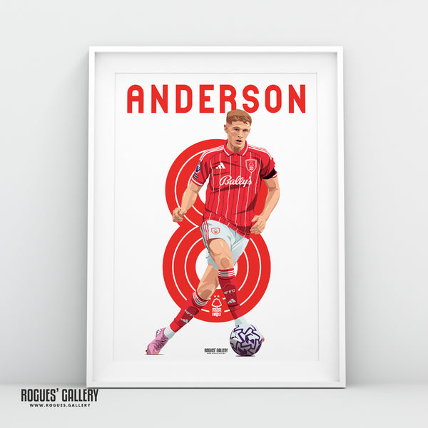 Elliot Anderson - Nottingham Forest - A0, A1, A2 or A3 Premier League 2025-26 Name & Number Prints