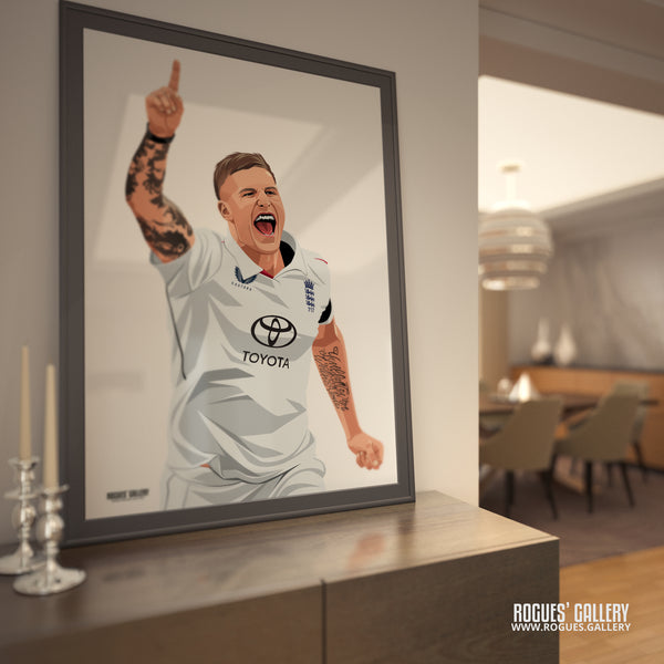 Brydon Carse signed England cricket memorabilia Ashes fast bowler poster