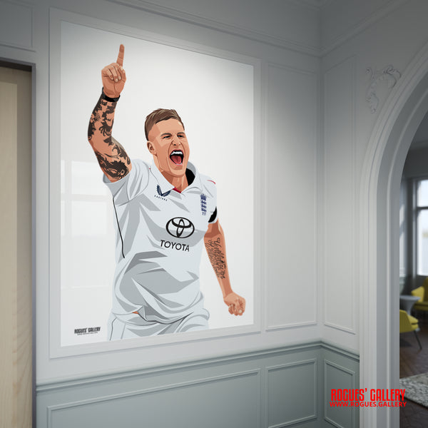 Brydon Carse England cricket Ashes fast bowler signed poster