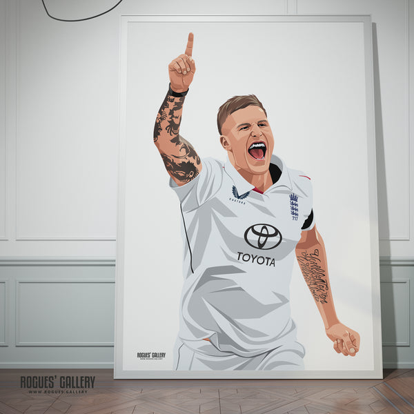 Brydon Carse England cricket Ashes fast bowler A0 print