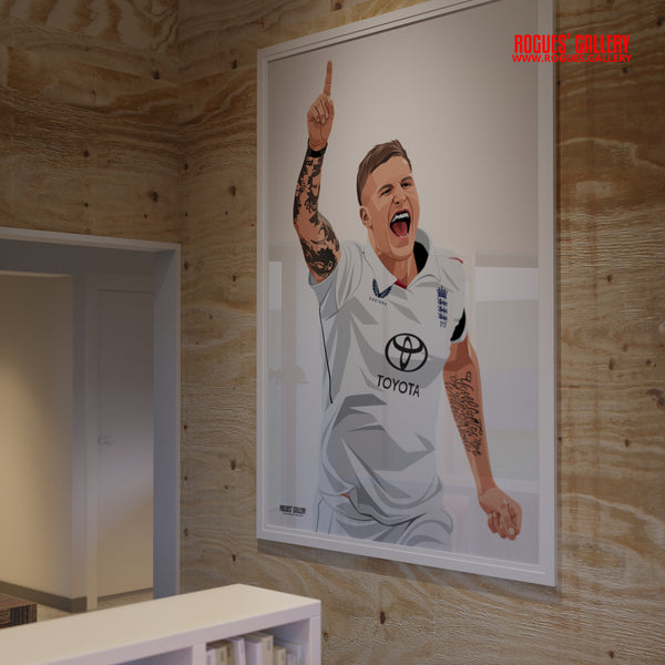 Brydon Carse England cricket Ashes fast bowler large framed print