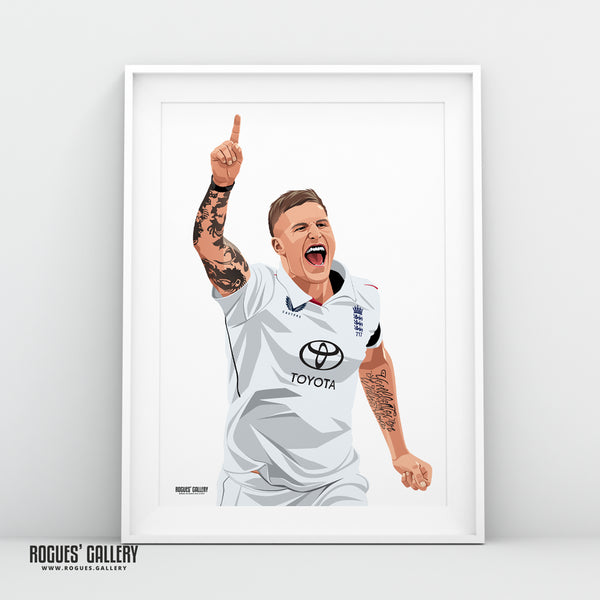 Brydon Carse England cricket Ashes fast bowler A3 print