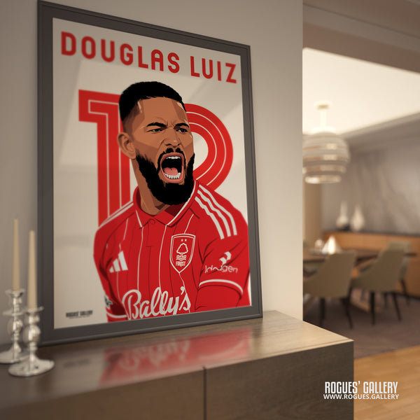 Douglas Luiz Nottingham Forest midfielder signed poster 12 Brazil 
