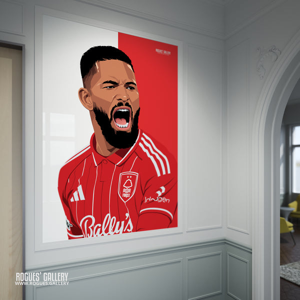 Douglas Luiz signed Nottingham Forest midfielder rare poster Brazil City Ground