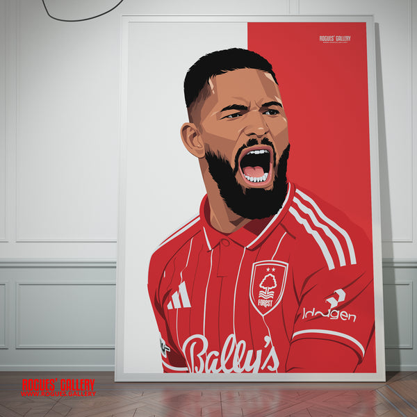 Douglas Luiz Nottingham Forest midfielder A0 print Brazil City Ground