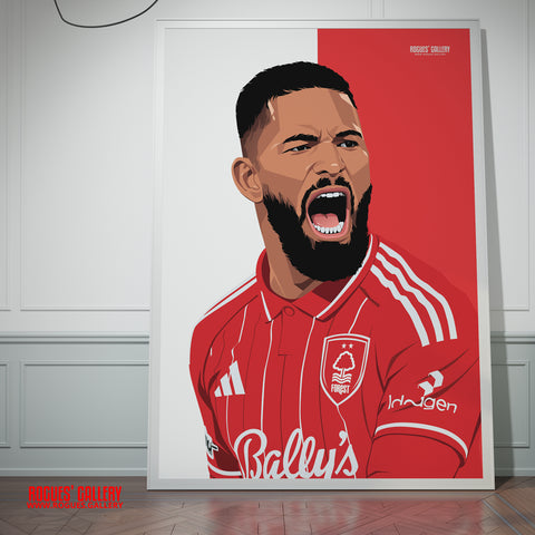 Douglas Luiz Nottingham Forest midfielder A0 print Brazil City Ground