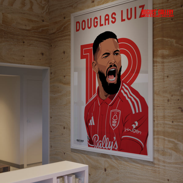 Douglas Luiz signed Nottingham Forest memorabilia midfielder poster 12 Brazil 