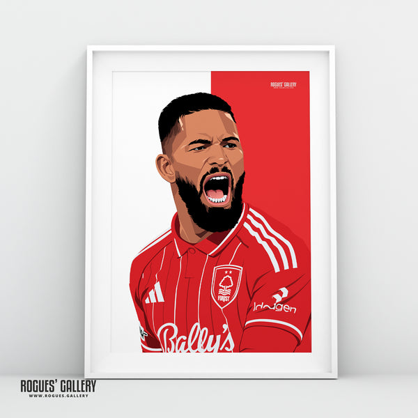 Douglas Luiz Nottingham Forest midfielder A3 print Brazil City Ground