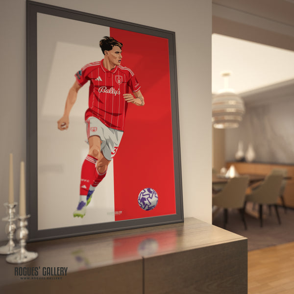 Nicolò Savona - Nottingham Forest - A0, A1, A2 or A3 Red & White Prints