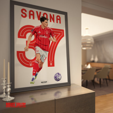 Nicolò Savona Nottingham Forest memorabilia defender signed poster 37 Italian