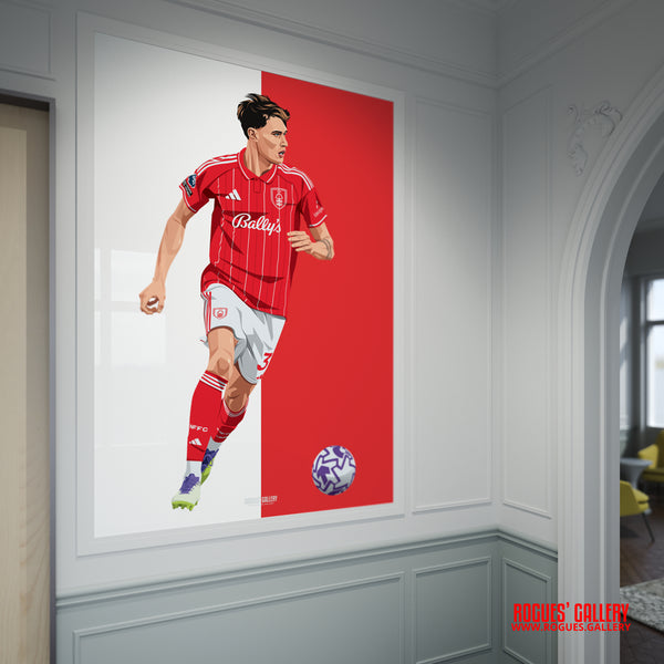 Nicolò Savona - Nottingham Forest - A0, A1, A2 or A3 Red & White Prints