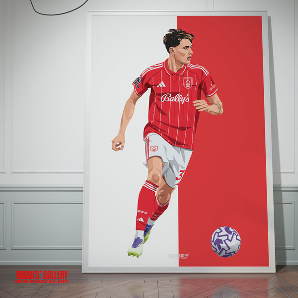 Nicolò Savona - Nottingham Forest - A0, A1, A2 or A3 Red & White Prints