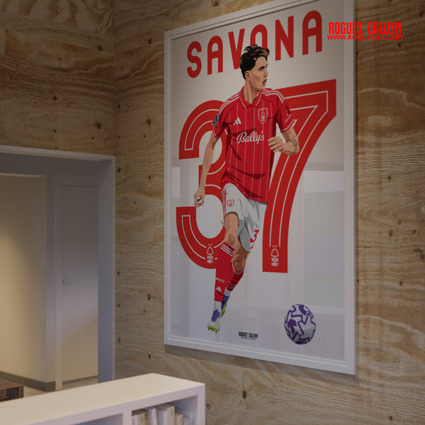 Nicolò Savona Nottingham Forest defender signed poster 37 Italian